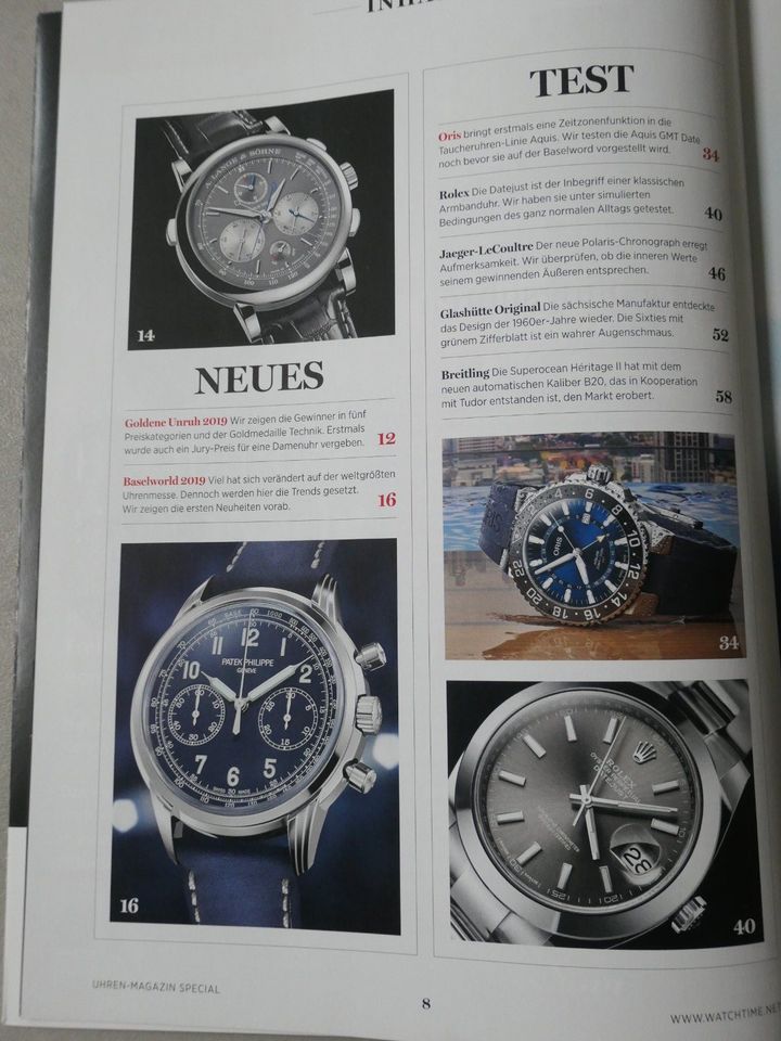 UM Sonderheft Test Breitling Rolex IWC Omega Oris Aquis Date GMT in Datteln
