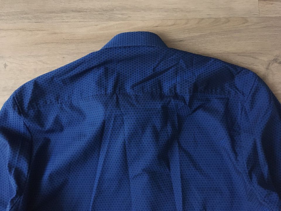 RAY gemustertes LA-Hemd in Blau, slim fit, bügelfrei, Gr. M in Witten