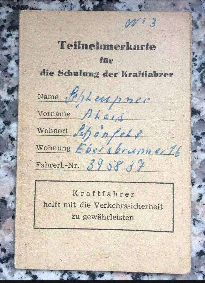 DDR Urkunde Ausgezeichneter Fahrer der 100000-km-Bewegung 1955 in Lübben