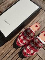 Gucci Princetown Slipper rot kariert Gr. 35 1/2 Bayern - Fürth Vorschau