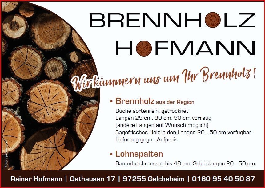 Brennholz, Kaminholz in Gelchsheim