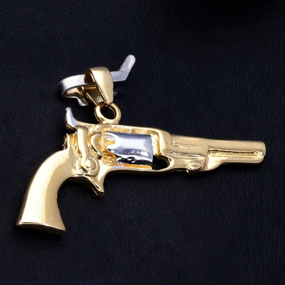 Pistole Revolver Kanone Anhänger 585 14K ECHT GOLD NEU Goldanhänger Bicolor Massiv Goldschmuck Schmuck Viele Angebote im Shop sensburg-aurum in Berlin