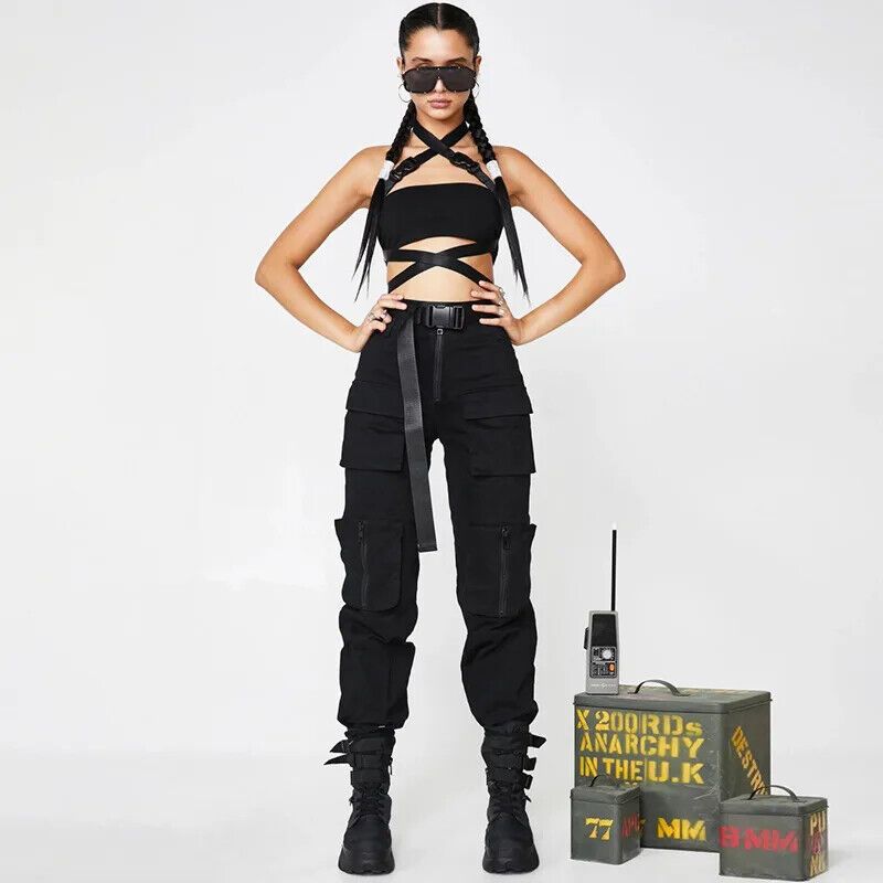 Women Techwear Pant Hose Hosen Tech Wear Rave Club Wear Techno in Stuttgart