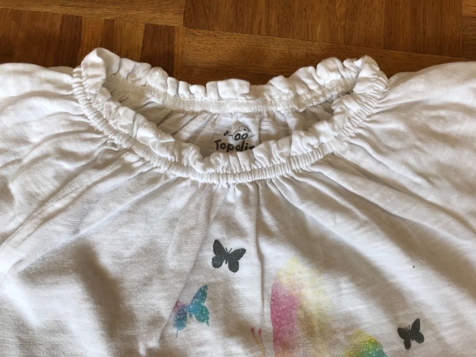 Shirt Top in weiß mit Schmetterlingen - Größe 116 - Topolino in Hamburg