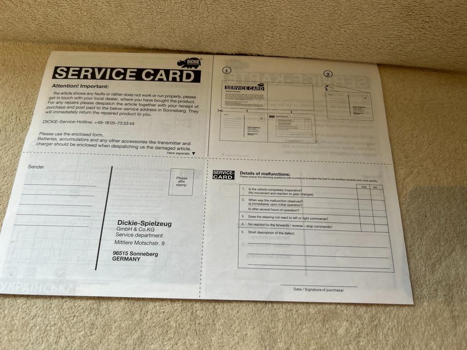 Original Anleitung Dickie RC Porsche Diesel Super DIN A4 in Stuhr