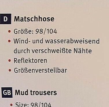 Regenhose Matschhose Buddelhose marine gefüttert 98/104 Neu! in Dresden