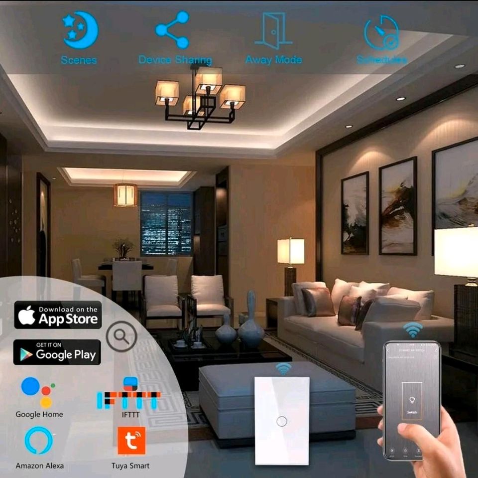 Tuya App WiFi Smart Wandschalter, Yandex, Alexa in Brunsbuettel