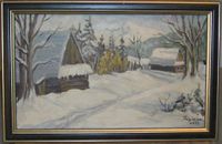 Ölbild "Holzhütten im Winter" 1993 Eimsbüttel - Hamburg Niendorf Vorschau