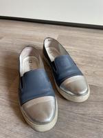 ⚡️ Ballerinas Slipper Leder blau Silber 37 ⚡️ Nordrhein-Westfalen - Leverkusen Vorschau