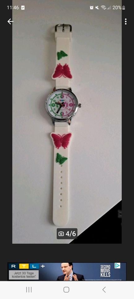 Kinderuhr Uhr Armbanduhr Schmetterling Lernuhr für Kinder in Trittau