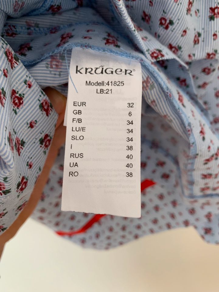 Krüger Madl Dirndl Gr.32 hellblau/ rot, Schürze gratis dazu in Stuttgart