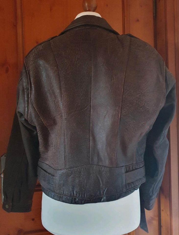 Lederjacke - vintage - Bikerstil - Gr. 38/40 - antikbraun in Isny im Allgäu