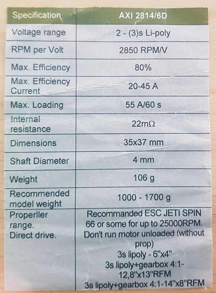 Brushless Motor AXI 2814/6D KV2850 in Rödermark