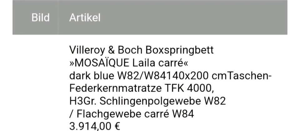 Villeroy&Boch 3914€ 140x200Tonnentaschenfederkernmatratze 4000 in Hamburg