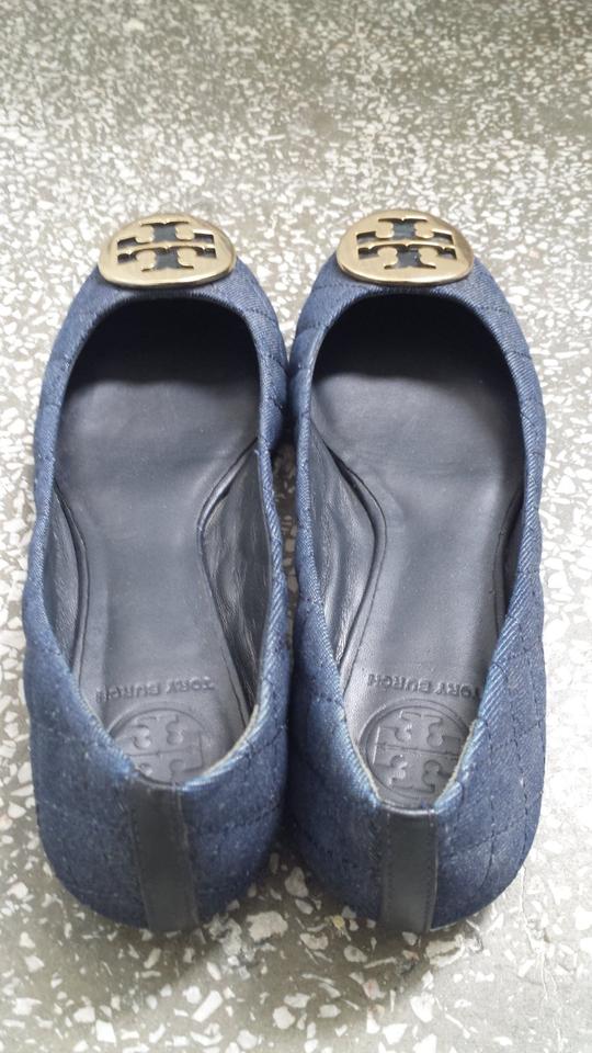 Tory Burch Reva Quinn Quilted Ballerina Flat Denim Gr. 8M in Marklohe