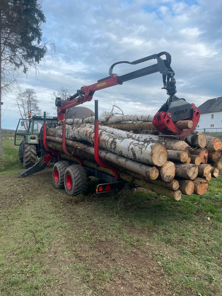 Holzrücken Holztransport Brennholz Rückewagen in Krummennaab