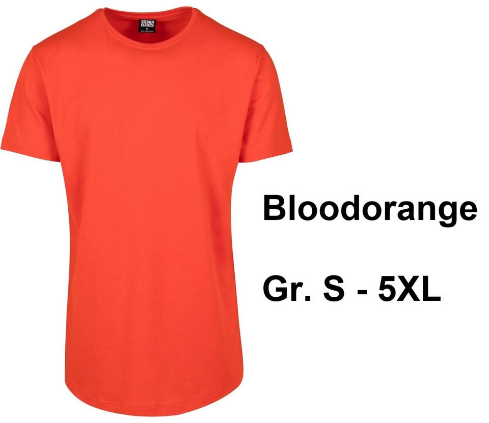 T-Shirt extra lang Urban Classics Shaped Long Tee Basic Gr. S M L XL XXL 3XL 4XL 5XL TB638 in Freiburg im Breisgau