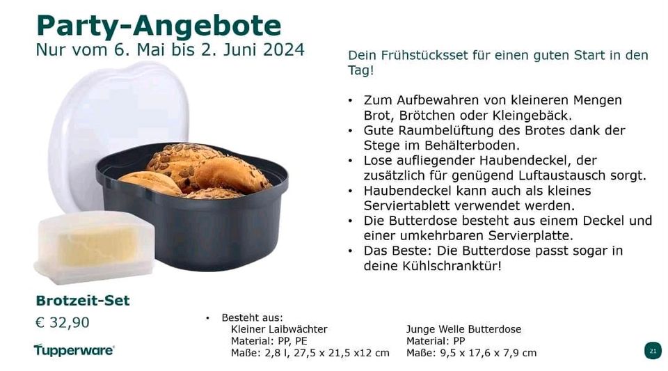 Tupperware "NEU" Brotzeit Set / Kl. Laibwächter + Butterdose in Klötze