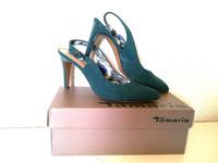 TAMARIS Gr.40 Damen Slingpumps High Heel Wildleder Optik petrol Sachsen - Groitzsch Vorschau