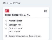 Bahnticket Fahrkarte München Köln 4. Juni Nordrhein-Westfalen - Solingen Vorschau