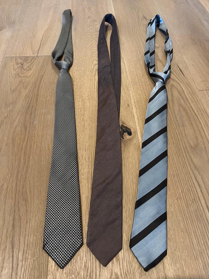 3 x Krawatten Brauntöne modern business Selected Neues Slim in Düsseldorf