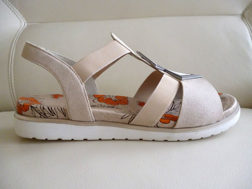 Rieker Gummi-Riemchen-Sandalen Beige Gr.39 ✅ Fußbett-Sandaletten in Bocholt