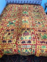 Indische Decke, Bettüberwurf ca. 2m x 2,20m, bunt/gelb, Handarbei Hessen - Hohenstein Vorschau