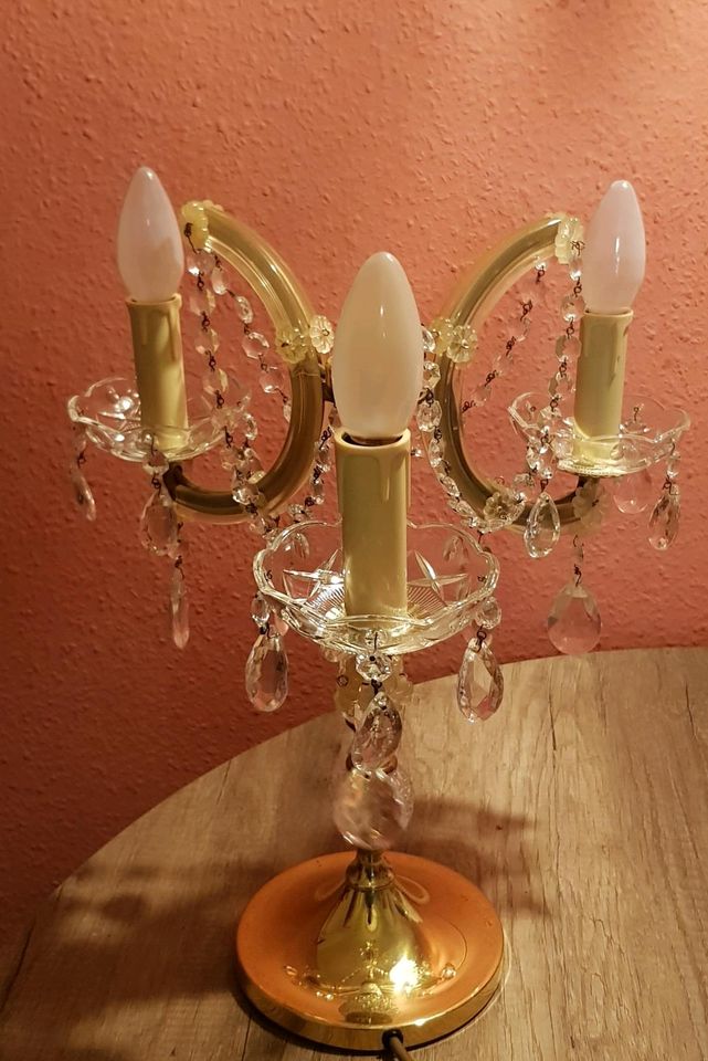 Vintage Tischlampe mit Kristall Glaß in Göttingen