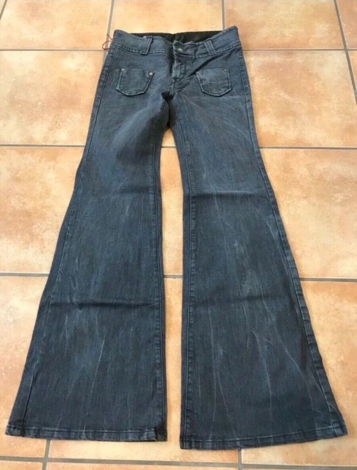 Replay Flared Wide Leg XS/S 34/36 w26/L32 Jeans Grau Stretch Neu in Krefeld