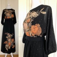 Vintage 70-er Maxikleid Verena Modell schwarz/orange/gold Baden-Württemberg - Heidelberg Vorschau