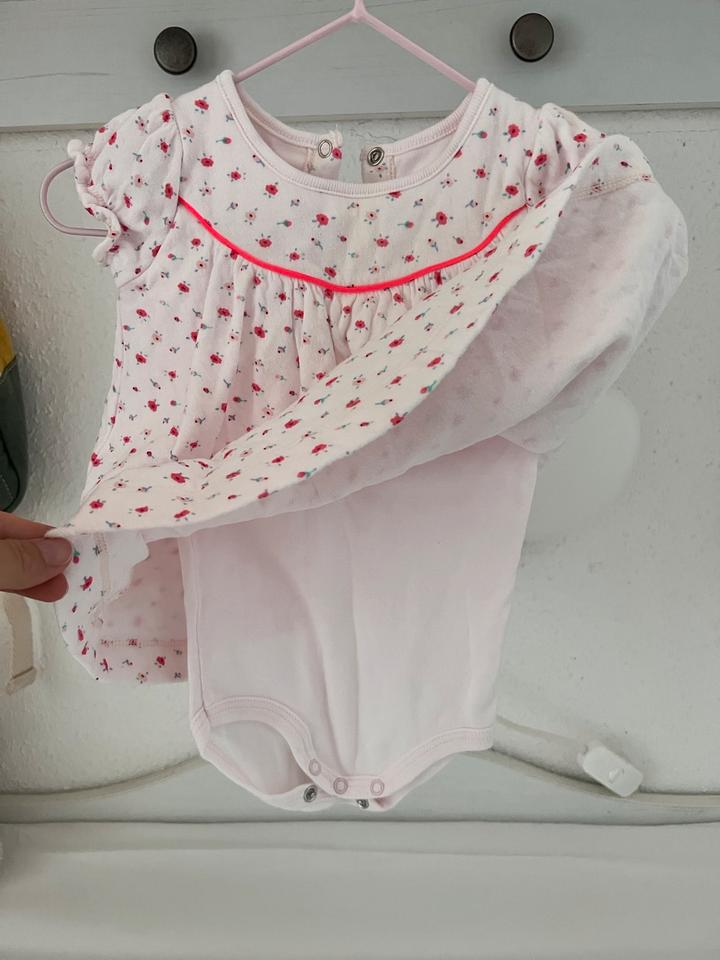 Kleid mit integrierten Body, Petit Bateau, Streublumen, rosa/pink in Abtsgmünd