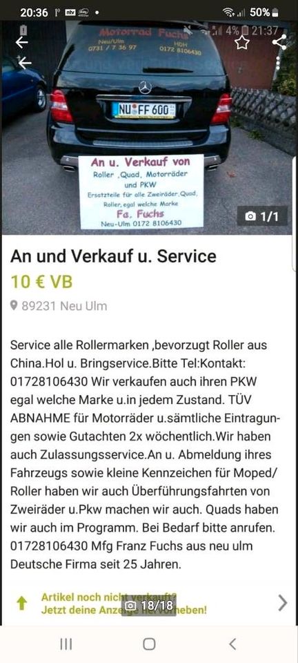 Scouter,Mopeds , Roller und QUADS u. TÜV Abnahme. in Neu Ulm