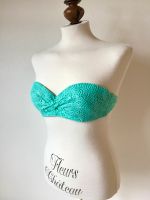 Bandeau Bikini Top Design Lochmuster Häkel Optik türkis 75 B S M Bayern - Ustersbach Vorschau