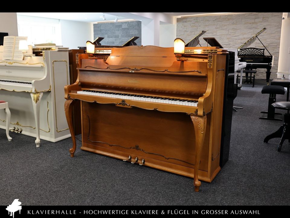 Schimmel Barock Klavier mit Lampen, franz. Nussbaum ★ Top-Zustand in Altenberge