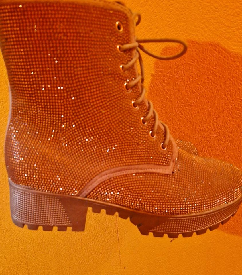 Damenstiefelette rosé - Größe 39 - Damenstiefel in Wellen