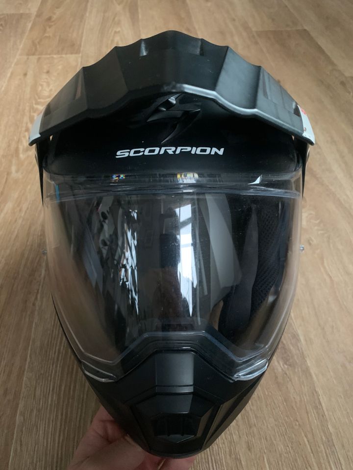 Integralhelm_Scorpion EXO AD-1_schwarz/weiß_Größe L (58-59cm) in Schwarzenberg (Erzgebirge)