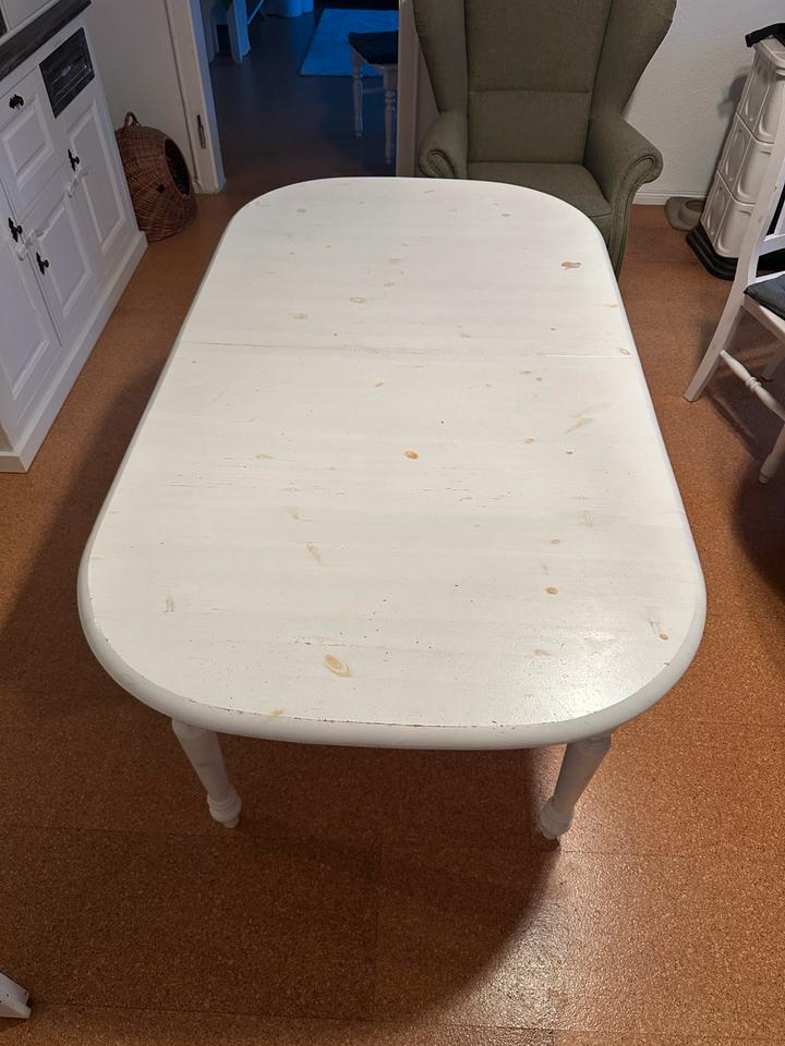 Esszimmertisch ausziehbar inkl. 6 Stühlen. Echtholz Vintage in Bünde