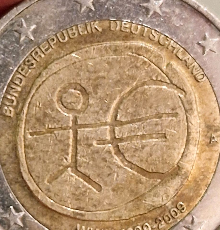 2 Euro Münze Strichmännchen BRD "A" 2009, abgeschnittene Schrift in Erfurt