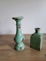 Vase Kerzenständer Keramik türkis grün Antik Vintage London Stuttgart - Zuffenhausen Vorschau