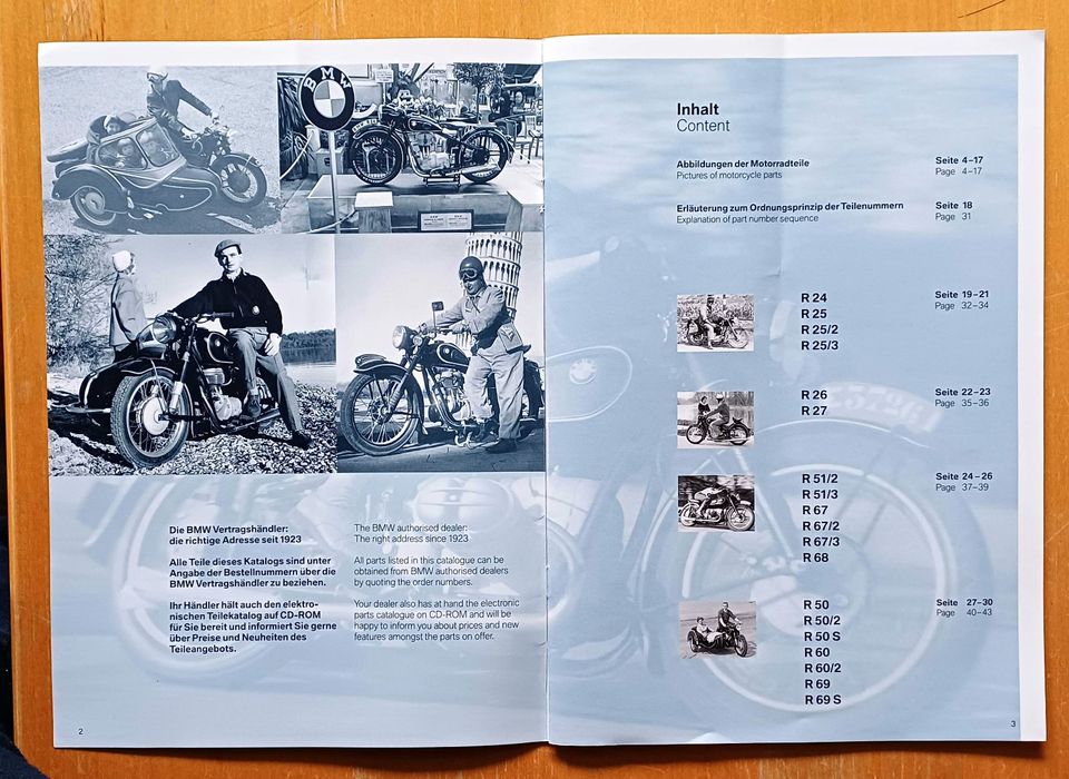 BMW Historische Motorräder Teilekatalog 2003; BMW katalog Ulis Mo in Pfronten