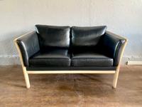 Sofa Vintage 2er Zweisitzer Leder schwarz Ledersofa Couch München - Sendling Vorschau