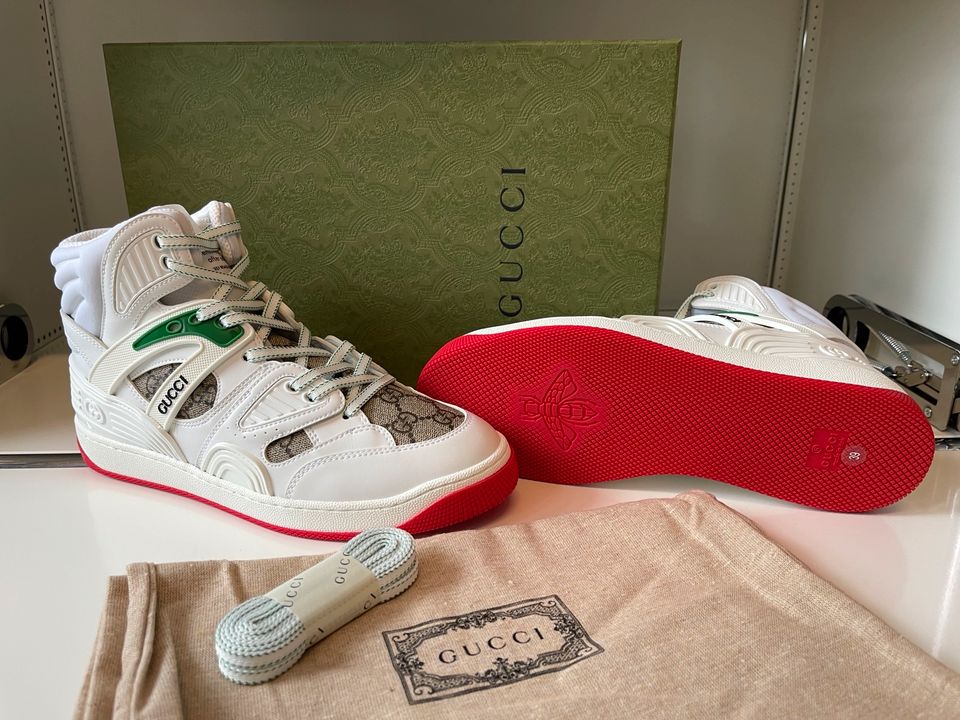 100% Original Gucci Basket 39 White Demetra Red Schuhe GG NEU 11 in Gladbeck