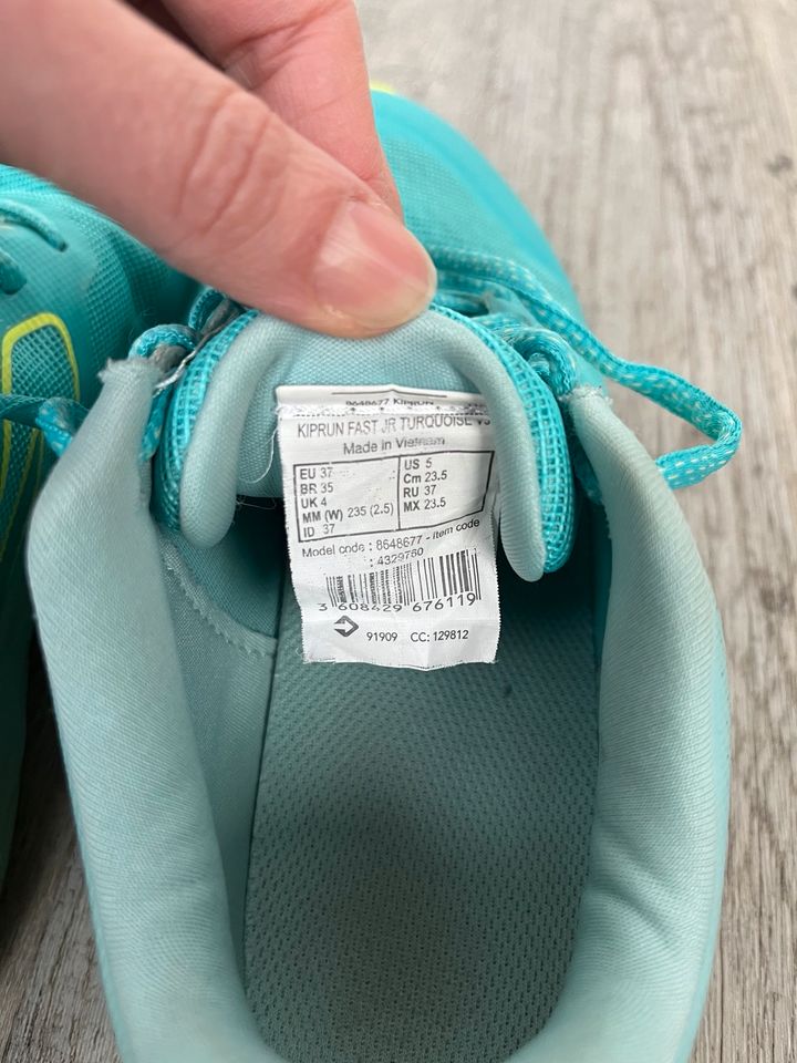 Decathlon Hallenturnschuhe Türkis/gelb, Größe 35 in Halle