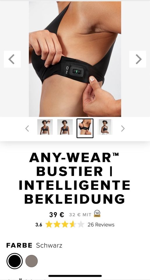 WHOOP Any-Wear Bustier Bralette Sport-BH BH schwarz s small in Köln