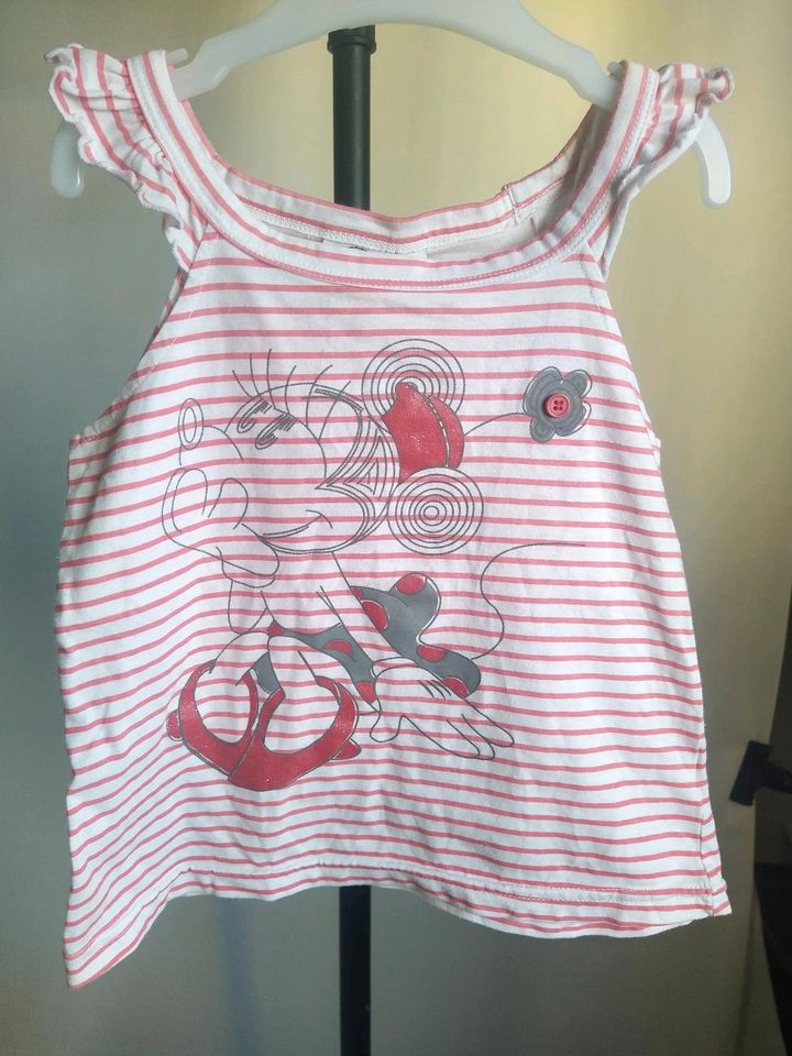 Top / Shirt Minnie Maus, weiß/rot geringelt, Gr. 92 in Grüna (Sachsen)