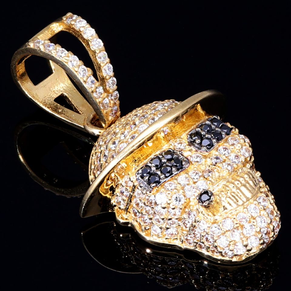 Schädel mit Zigarre und Hut Anhänger 585 14K ECHT GOLD Zirkoniabesatz Goldanhänger ICED OUT NEU Schmuck Geschenk Idee Weihnachten weitere Artikel auf sensburg-aurum in Berlin