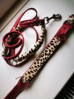 Hundehalsband und Leine echtes Leder Handmade pink leo Sachsen-Anhalt - Kelbra (Kyffhäuser) Kelbra Vorschau