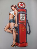 Pin Up Gasoline - Wandschild -Fill Here Up- 80x43cm Zapfsäule Krummhörn - Greetsiel Vorschau