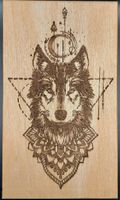 Holz Bild Wolf Handarbeit Lasergravur 12,5 x 21 cm Bayern - Bruckberg bei Landshut Vorschau