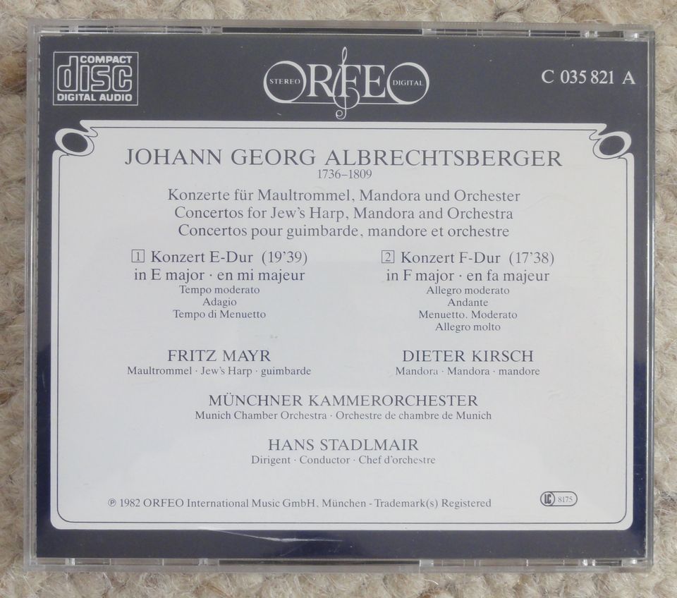 CD Albrechtsberger Maultrommel Konzert mit Orchester in Prien